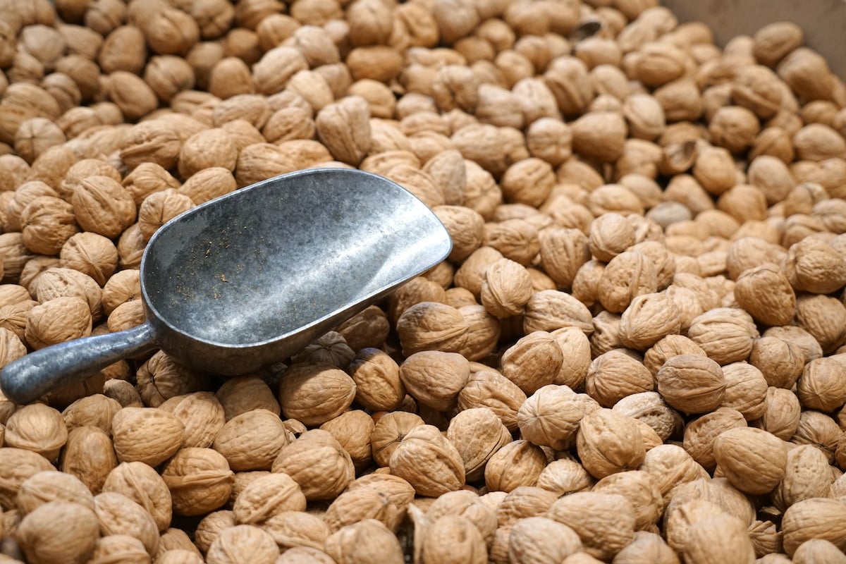 Bulk walnuts with scoop