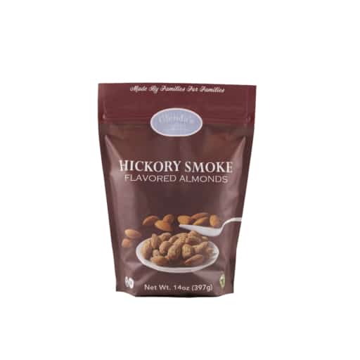 hickory smoke flavored almonds front side of package